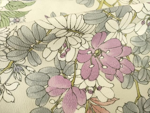 平和屋着物●上質な小紋　草花文　正絹　逸品　AABM6641ck