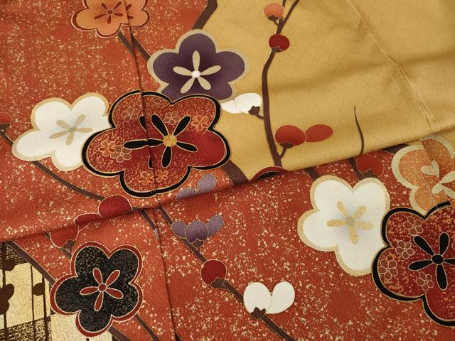 平和屋着物●豪華振袖　駒刺繍　枝梅　金彩　仮絵羽　逸品　未使用　AABM6642ck