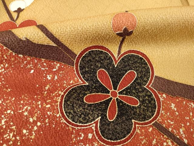 平和屋着物●豪華振袖　駒刺繍　枝梅　金彩　仮絵羽　逸品　未使用　AABM6642ck