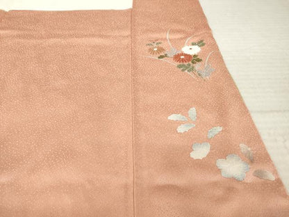 平和屋着物●訪問着　絞り　御所車花文　正絹　逸品　AABM6643ck