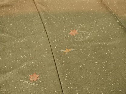 平和屋着物●訪問着　総刺繍　吹き寄せ文　暈し染め　正絹　逸品　AABM6645ck