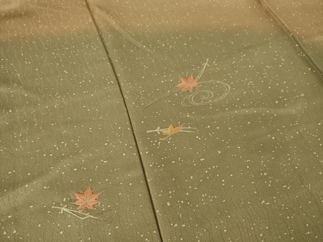 平和屋着物●訪問着　総刺繍　吹き寄せ文　暈し染め　正絹　逸品　AABM6645ck