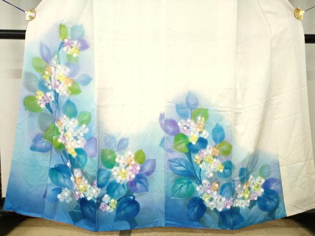 平和屋着物●訪問着　紫陽花　アジサイ　暈し染め　正絹　逸品　AABM6646ck
