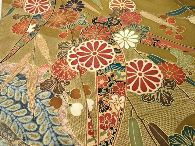 平和屋着物●豪華振袖　辻が花　吉祥花文　金彩　仮絵羽　逸品　未使用　AABM6649ck
