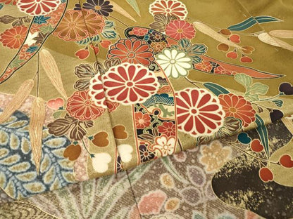 平和屋着物●豪華振袖　辻が花　吉祥花文　金彩　仮絵羽　逸品　未使用　AABM6649ck