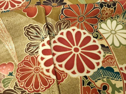 平和屋着物●豪華振袖　辻が花　吉祥花文　金彩　仮絵羽　逸品　未使用　AABM6649ck