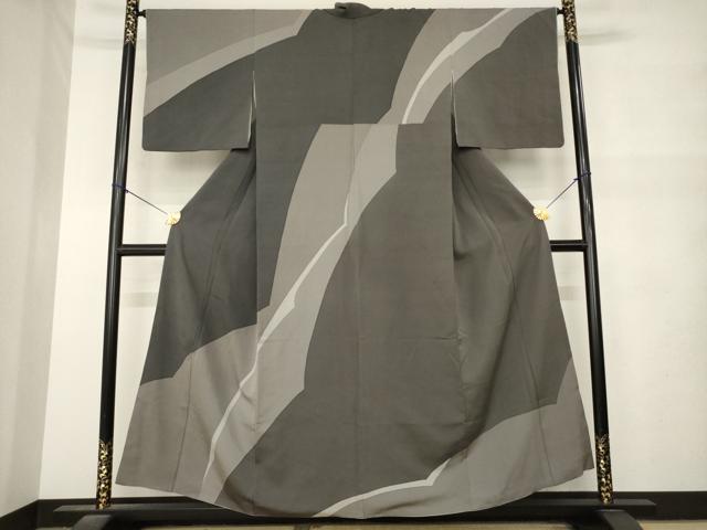 平和屋着物●訪問着　幾何学文様　松葉　正絹　逸品　AABM6655ck