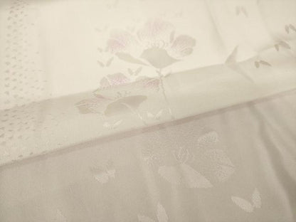 平和屋着物●長襦袢　無双仕立て　花蝶地紋　暈し染め　三越扱い　正絹　逸品　AABM6658ck