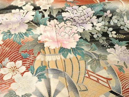 平和屋着物●豪華振袖　飛鶴花車文　金銀彩　正絹　逸品　AABM6660ck