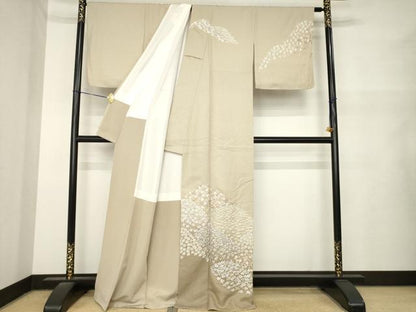 平和屋着物●訪問着　総刺繍　蘇州刺繍　草花文　暈し染め　金糸　正絹　逸品　AABM6664ck