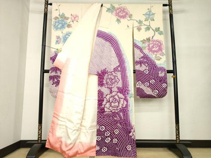 平和屋着物●豪華振袖　総絞り　流水枝花文　正絹　逸品　AABM6675ck