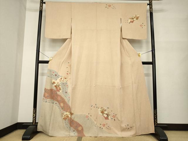平和屋着物●訪問着　流水地紙花文　金彩　正絹　逸品　AABM668ck