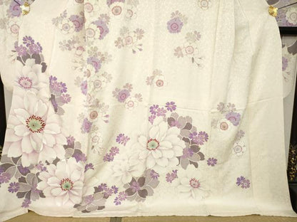 平和屋着物●豪華振袖　刺繍　舞花文　金糸　金彩　ロング丈　正絹　逸品　AABM6688ck