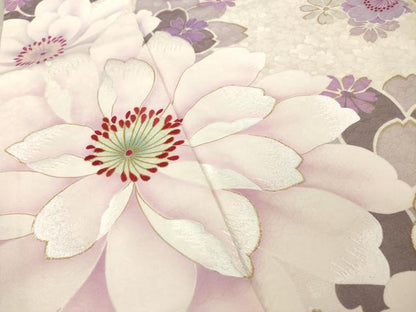 平和屋着物●豪華振袖　刺繍　舞花文　金糸　金彩　ロング丈　正絹　逸品　AABM6688ck