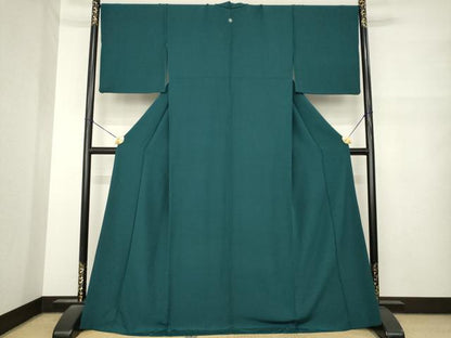 平和屋着物●上質な色無地　百入茶色　ロング丈　正絹　逸品　AABM6698ck