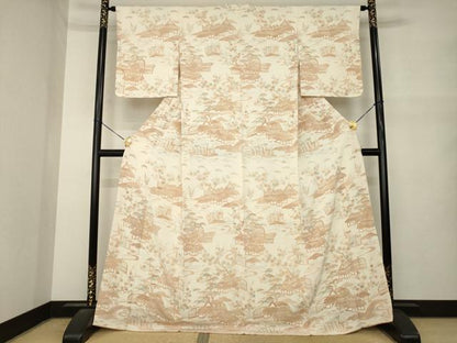 平和屋着物●訪問着　風景花籬文　正絹　逸品　AABM6712ck