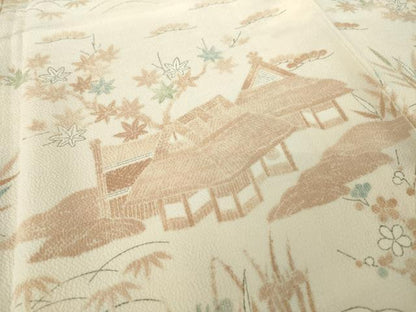 平和屋着物●訪問着　風景花籬文　正絹　逸品　AABM6712ck