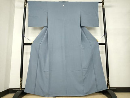 平和屋着物●上質な色無地　藍墨茶色　正絹　逸品　AABM6717ck