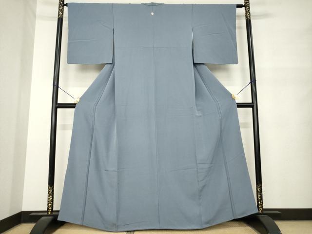 平和屋着物●上質な色無地　藍墨茶色　正絹　逸品　AABM6717ck