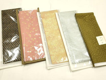 平和屋着物▼和装小物　重ね衿・伊達衿　まとめて5点　金銀糸　金彩　金通し地　逸品　未使用品多数　AABM6735ay