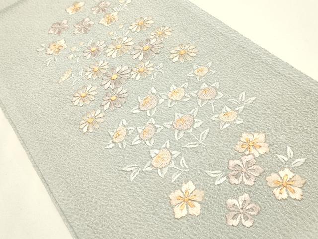 平和屋着物▼和装小物　半衿　まとめて5点　刺繍　花柄　金糸　未使用　AABM6738ay