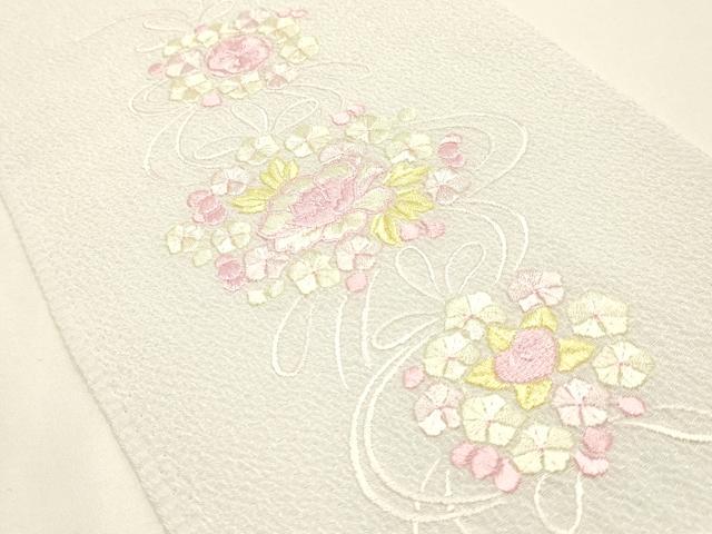 平和屋着物▼和装小物　半衿　まとめて5点　刺繍　花柄　金糸　未使用　AABM6738ay