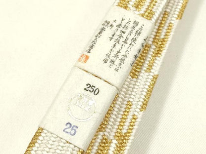 平和屋着物●和装小物 上質な帯締め 大正十四年創業 和装小物の老舗 三ッ杵印 紐の渡敬 貝ノ口組 三分金糸 撚り房 逸品 未使用　AABM6769ay