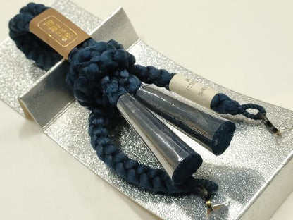 平和屋着物▼男性　和装小物　羽織紐3点　紺色系　切り房・撚り房　逸品　未使用　AABM6975ay
