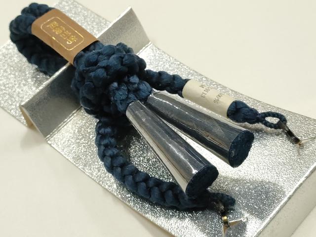 平和屋着物▼男性　和装小物　羽織紐3点　紺色系　切り房・撚り房　逸品　未使用　AABM6975ay