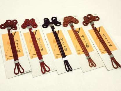 平和屋着物▼和装小物　コート紐　まとめて5点　赤・橙・紫　正絹　逸品　未使用　AABM6985ay