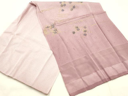 平和屋本店●和装小物　帯締め・帯揚げセット　丸組　枝花文　橘　楓　金糸　金彩　暈し染め　正絹　逸品　未使用　AABM6994ay