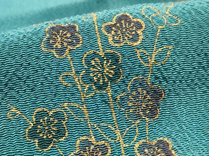 平和屋本店●和装小物　帯締め・帯揚げセット　高麗組 綾出し　枝花文　金糸　金彩　正絹　逸品　未使用　AABM6996ay