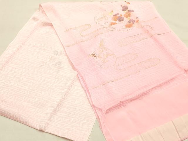 平和屋本店●和装小物　帯締め・帯揚げセット　高麗組 綾出し　霞雪輪花文　金糸　金彩　暈し染め　正絹　逸品　未使用　AABM6998ay
