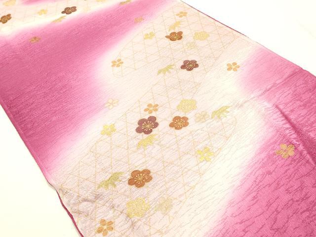 平和屋本店●和装小物　帯締め・帯揚げセット　大和高麗組　霞花文　金糸　金彩　暈し染め　正絹　逸品　未使用　AABM6999ay