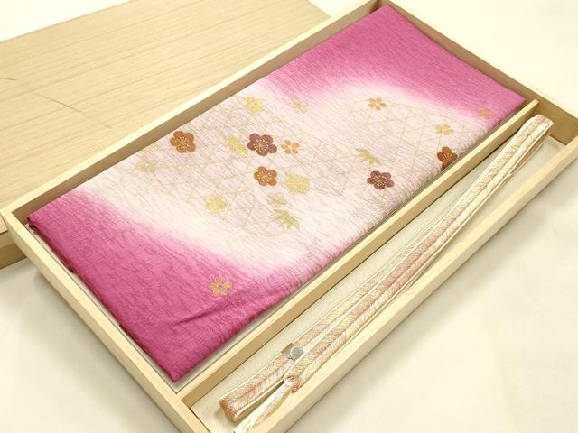 平和屋本店●和装小物　帯締め・帯揚げセット　大和高麗組　霞花文　金糸　金彩　暈し染め　正絹　逸品　未使用　AABM6999ay
