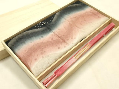 平和屋本店●和装小物　帯締め・帯揚げセット　高麗組 綾出し　よろけ縞　箔散らし　金糸　金彩　正絹　逸品　未使用　AABM7000ay