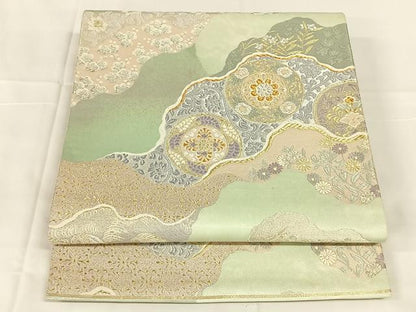 平和屋着物◎六通柄袋帯　唐織　道長有職文　金銀糸　正絹　逸品　AABM7001dk