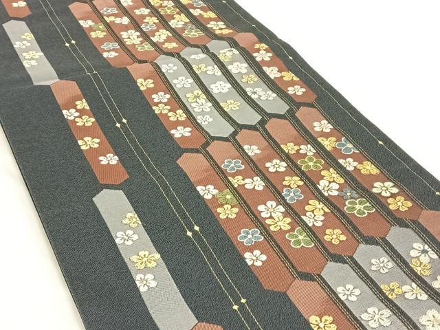 平和屋着物◎六通柄袋帯　唐織　花亀甲文　金糸　正絹　逸品　AABM7002dk