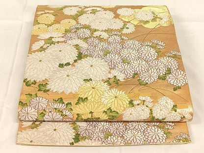 平和屋着物◎太鼓柄袋帯　唐織　花籬文　金糸　正絹　逸品　AABM7004dk