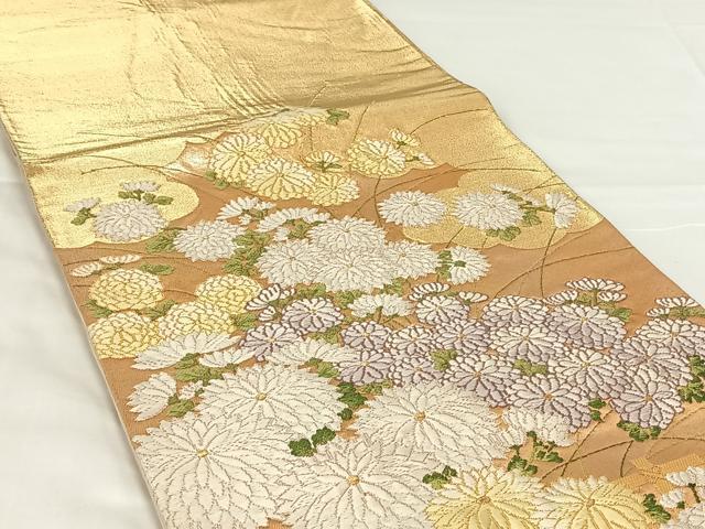 平和屋着物◎太鼓柄袋帯　唐織　花籬文　金糸　正絹　逸品　AABM7004dk