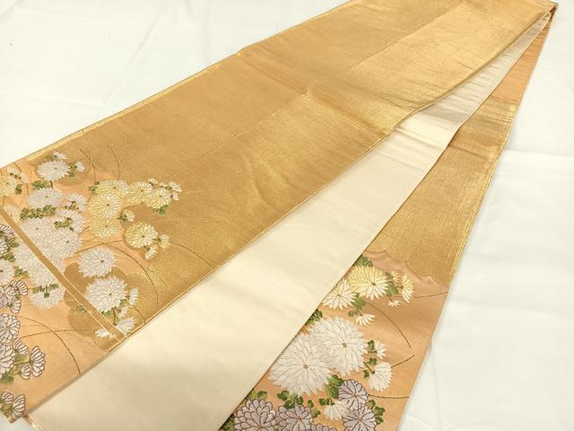 平和屋着物◎太鼓柄袋帯　唐織　花籬文　金糸　正絹　逸品　AABM7004dk