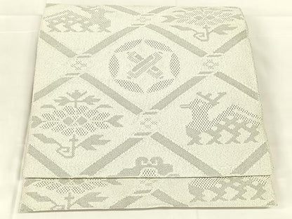 平和屋着物◎綴れ　八寸名古屋帯　有栖川文様　銀糸　正絹　逸品　AABM7022dk