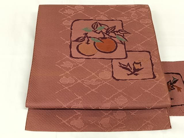 平和屋着物◎本場筑前博多織　八寸名古屋帯　成り物　正絹　逸品　AABM7024dk
