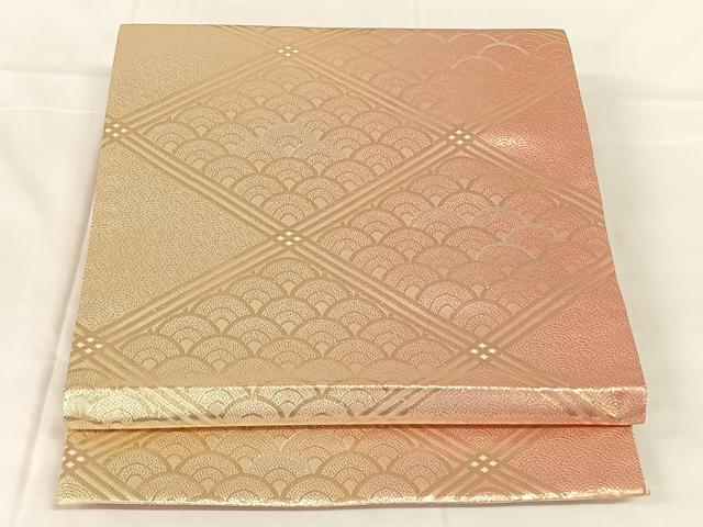 平和屋着物◎両面全通柄袋帯　花車文　青海波　金銀糸　正絹　逸品　AABM7028dk