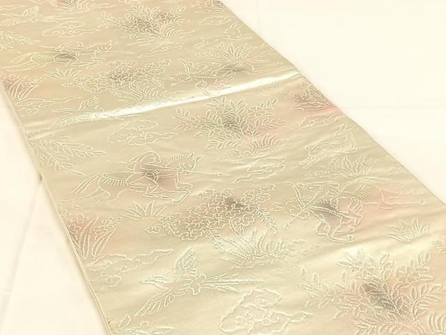平和屋着物◎六通柄袋帯　狩猟文　純銀箔　正絹　逸品　AABM7038dk