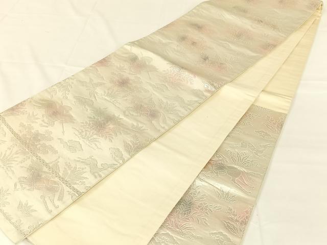 平和屋着物◎六通柄袋帯　狩猟文　純銀箔　正絹　逸品　AABM7038dk