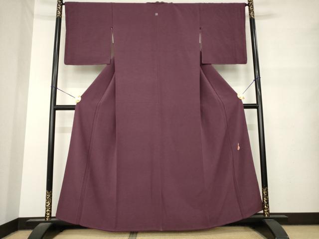 平和屋着物●手描染色工芸　伝統工芸士　階堂信助　色無地　紫鳶色　正絹　逸品　AABM7044ck