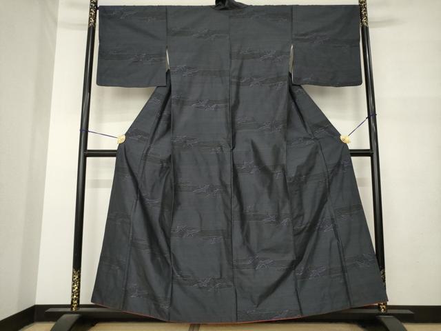 平和屋着物●本場大島紬　エ霞み飛鶴文　正絹　逸品　AABM7047ck