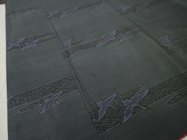 平和屋着物●本場大島紬　エ霞み飛鶴文　正絹　逸品　AABM7047ck