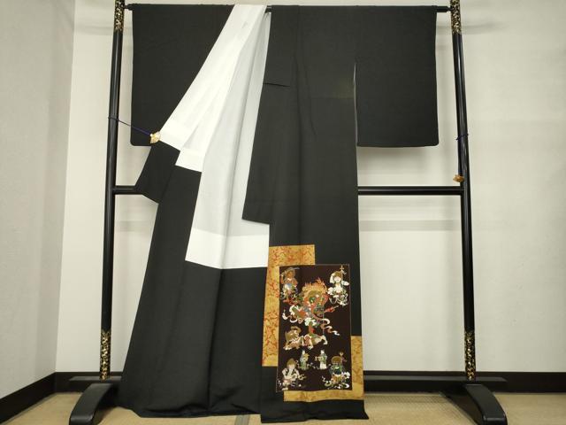 平和屋着物●豪華黒留袖　地獄絵図　正絹　逸品　AABM7054ck